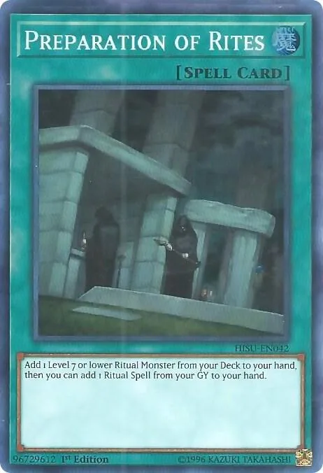 Preparation of Rites HISU-EN042 Yu-Gi-Oh card from Hidden Summoners