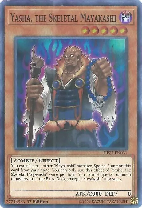 Yasha, the Skeletal Mayakashi HISU-EN031 Yu-Gi-Oh card from Hidden Summoners