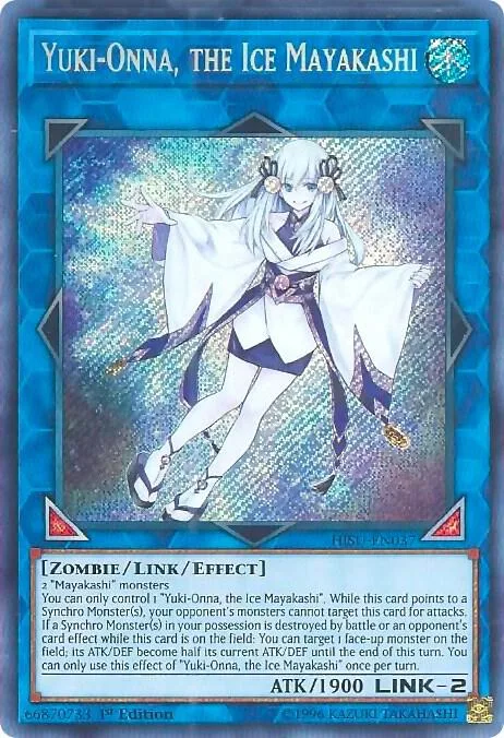 Yuki-Onna, the Ice Mayakashi HISU-EN037 Yu-Gi-Oh card from Hidden Summoners