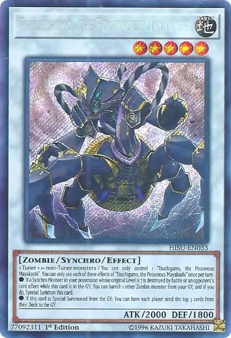 Tsuchigumo, the Poisonous Mayakashi HISU-EN033 Yu-Gi-Oh card from Hidden Summoners