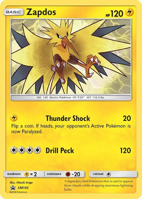 Zapdos #SM145 Holofoil Pokémon card from SM Promos
