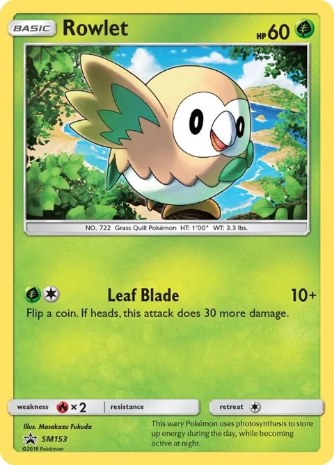 Rowlet #SM153 Holofoil Pokémon card from SM Promos