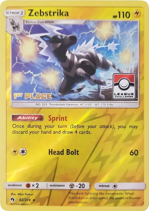Zebstrika - 82/214 League Challenge [1st Place] #082/214 Reverse Holofoil Pokémon card from League & Championship Cards