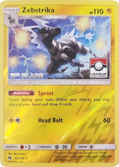 Zebstrika - 82/214 League Challenge [2nd Place] #082/214 Reverse Holofoil Pokémon card from League & Championship Cards