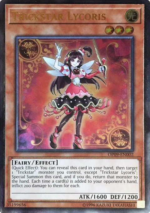 Trickstar Lycoris Ultimate Rare OP09-EN002 Yu-Gi-Oh card from OTS Tournament Pack 9
