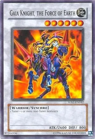 Gaia Knight, the Force of Earth 5DS1-EN042 Yu-Gi-Oh card from 5D's 2008 Starter Deck