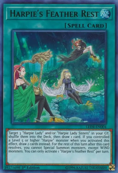 Harpie's Feather Rest LED4-EN004 Yu-Gi-Oh card from Legendary Duelists: Sisters of the Rose
