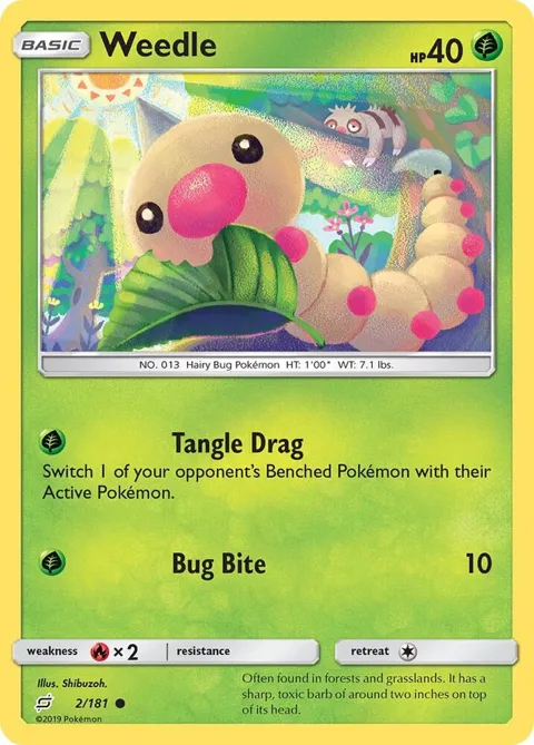 Weedle 2 #2/181 Reverse Holofoil Pokémon card from SM - Team Up