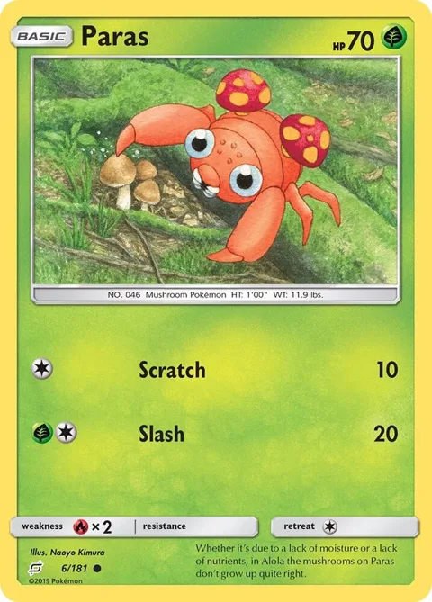 Paras #6/181 Pokémon card from SM - Team Up