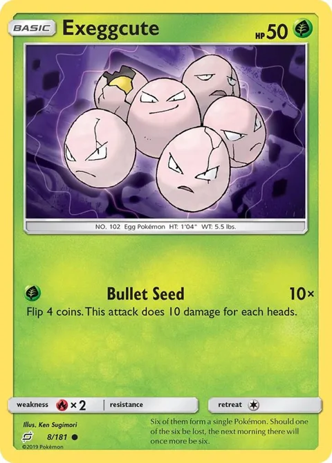 Exeggcute #8/181 Reverse Holofoil Pokémon card from SM - Team Up