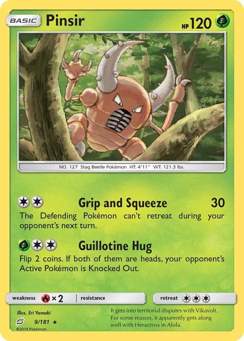 Pinsir #9/181 Reverse Holofoil Pokémon card from SM - Team Up