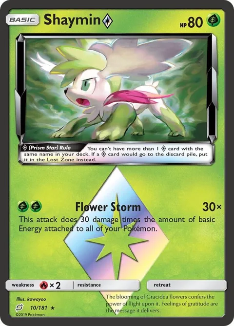 Shaymin Prism Star #10/181 Holofoil Pokémon card from SM - Team Up