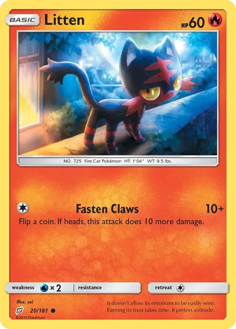 Litten #20/181 Reverse Holofoil Pokémon card from SM - Team Up