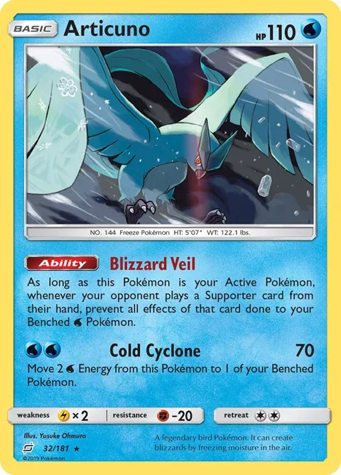 Articuno #32/181 Reverse Holofoil Pokémon card from SM - Team Up