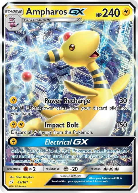 Ampharos GX #43/181 Holofoil Pokémon card from SM - Team Up