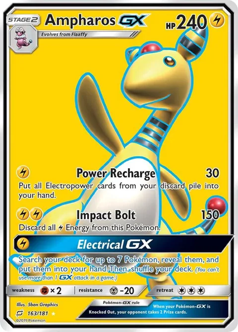 Ampharos GX Full Art #163/181 Holofoil Pokémon card from SM - Team Up