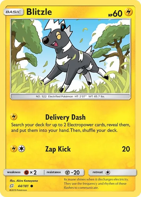 Blitzle #44/181 Reverse Holofoil Pokémon card from SM - Team Up