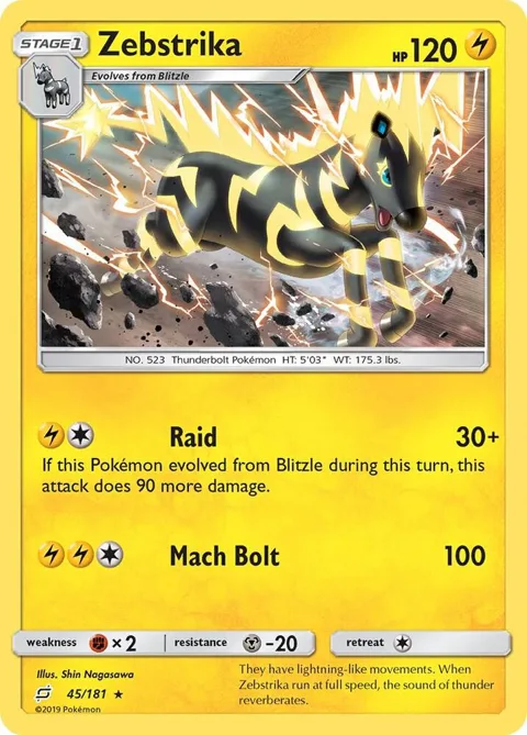 Zebstrika #45/181 Pokémon card from SM - Team Up