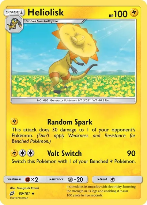 Heliolisk #50/181 Reverse Holofoil Pokémon card from SM - Team Up