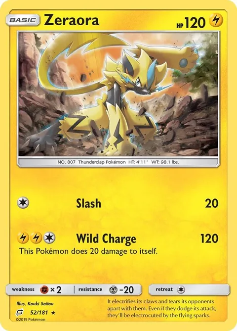 Zeraora #52/181 Holofoil Pokémon card from SM - Team Up