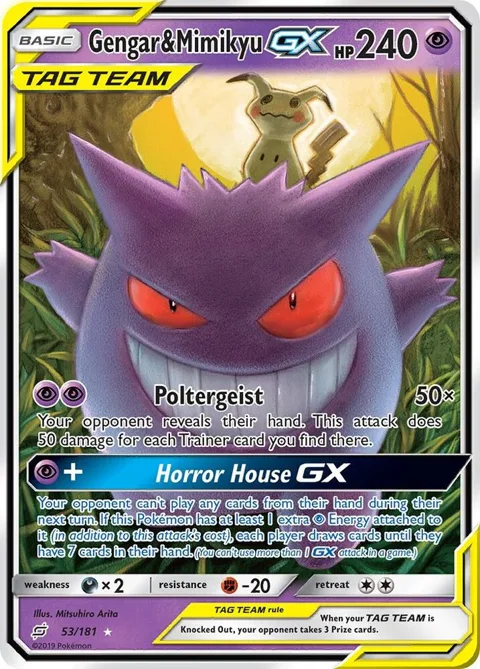Gengar & Mimikyu GX #53/181 Holofoil Pokémon card from SM - Team Up
