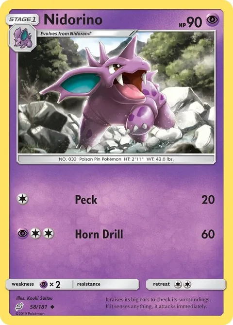 Nidorino #58/181 Pokémon card from SM - Team Up
