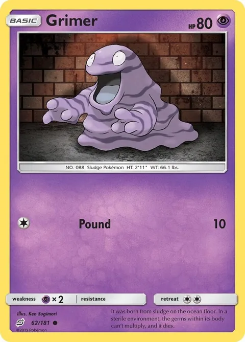 Grimer #62/181 Reverse Holofoil Pokémon card from SM - Team Up