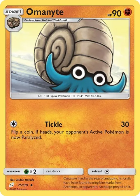 Omanyte #75/181 Reverse Holofoil Pokémon card from SM - Team Up