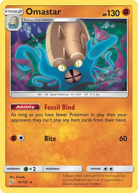Omastar #76/181 Holofoil Pokémon card from SM - Team Up