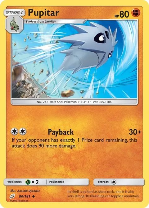 Pupitar #80/181 Reverse Holofoil Pokémon card from SM - Team Up