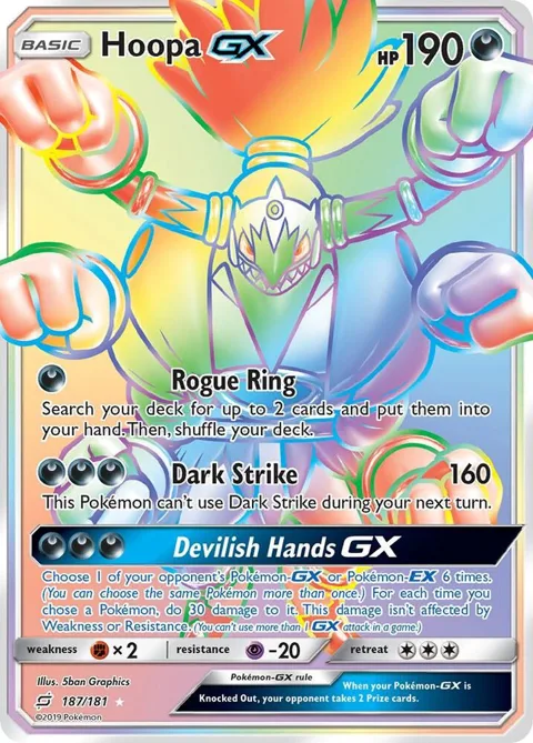 Hoopa GX Secret Rare #187/181 Holofoil Pokémon card from SM - Team Up