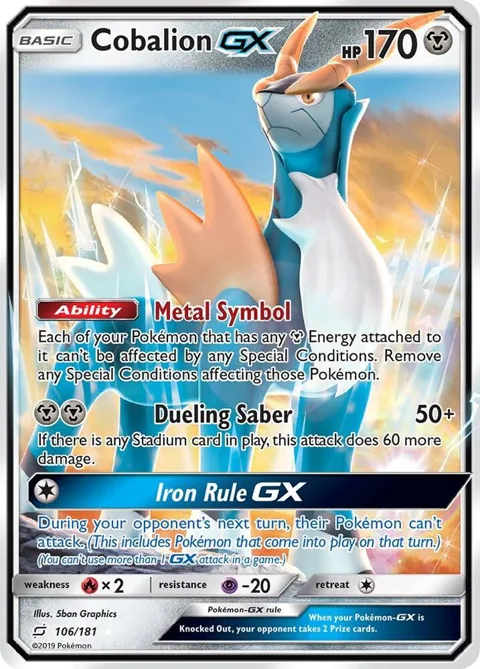 Cobalion GX #106/181 Holofoil Pokémon card from SM - Team Up