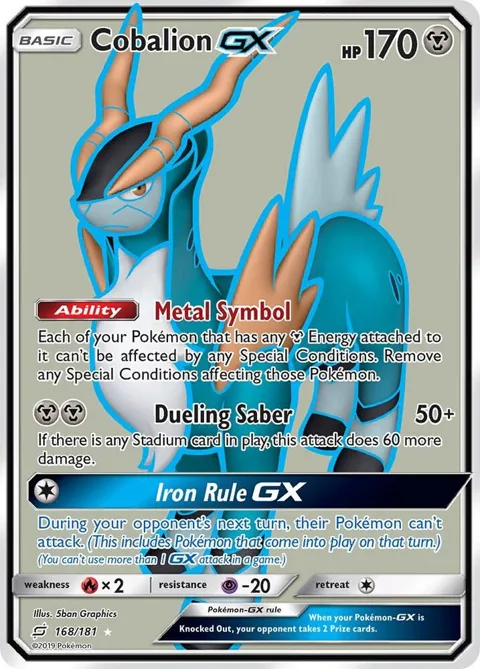 Cobalion GX Full Art #168/181 Holofoil Pokémon card from SM - Team Up
