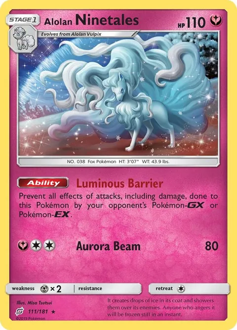 Alolan Ninetales #111/181 Holofoil Pokémon card from SM - Team Up