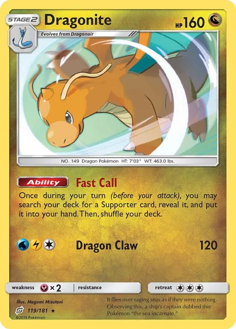 Dragonite #119/181 Reverse Holofoil Pokémon card from SM - Team Up