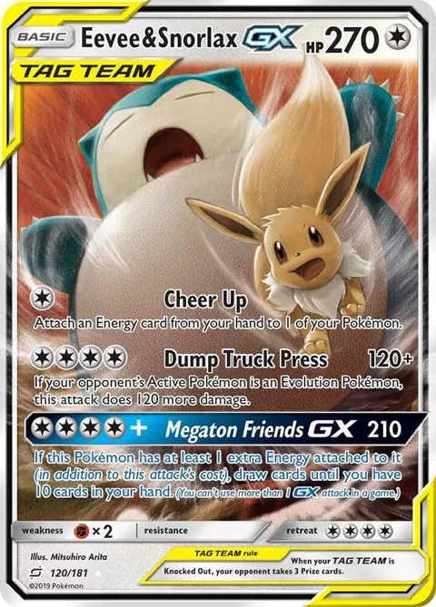 Eevee & Snorlax GX #120/181 Holofoil Pokémon card from SM - Team Up