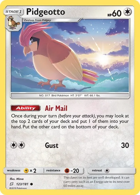 Pidgeotto #123/181 Pokémon card from SM - Team Up