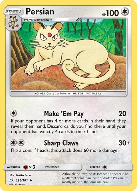 Persian #126/181 Pokémon card from SM - Team Up