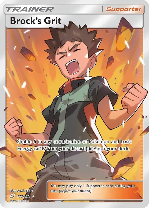 Brock's Grit Full Art #172/181 Holofoil Pokémon card from SM - Team Up