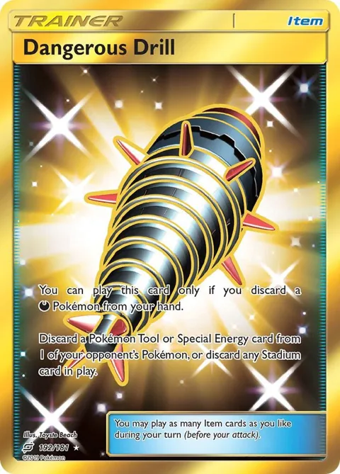 Dangerous Drill Secret Rare #192/181 Holofoil Pokémon card from SM - Team Up