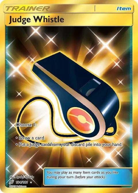 Judge Whistle Secret Rare #194/181 Holofoil Pokémon card from SM - Team Up