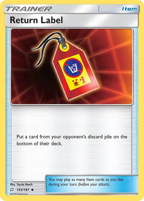 Return Label #153/181 Reverse Holofoil Pokémon card from SM - Team Up