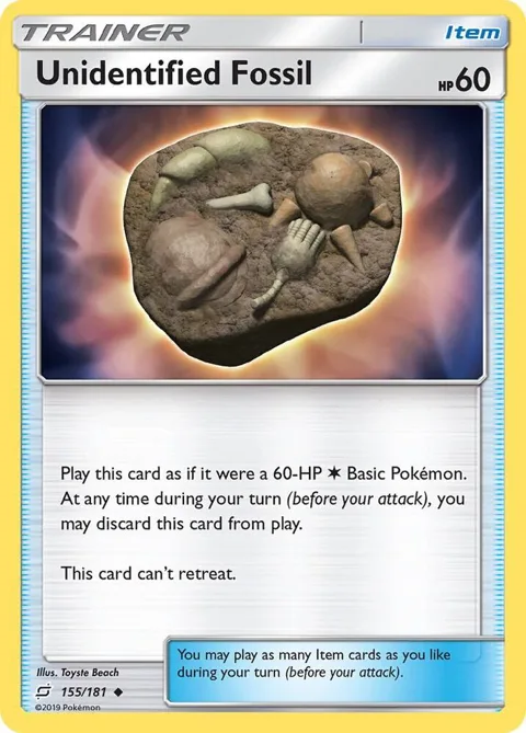 Unidentified Fossil #155/181 Reverse Holofoil Pokémon card from SM - Team Up