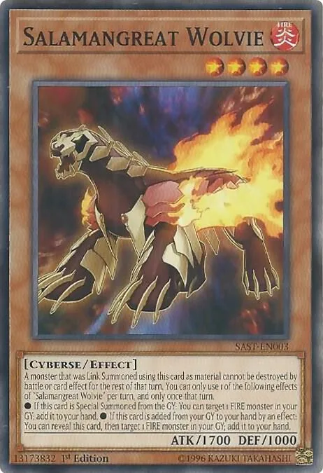 Salamangreat Wolvie SAST-EN003 1st Edition Yu-Gi-Oh card from Savage Strike