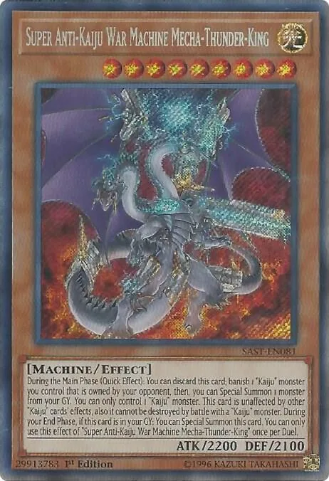 Super Anti-Kaiju War Machine Mecha-Thunder-King SAST-EN081 1st Edition Yu-Gi-Oh card from Savage Strike