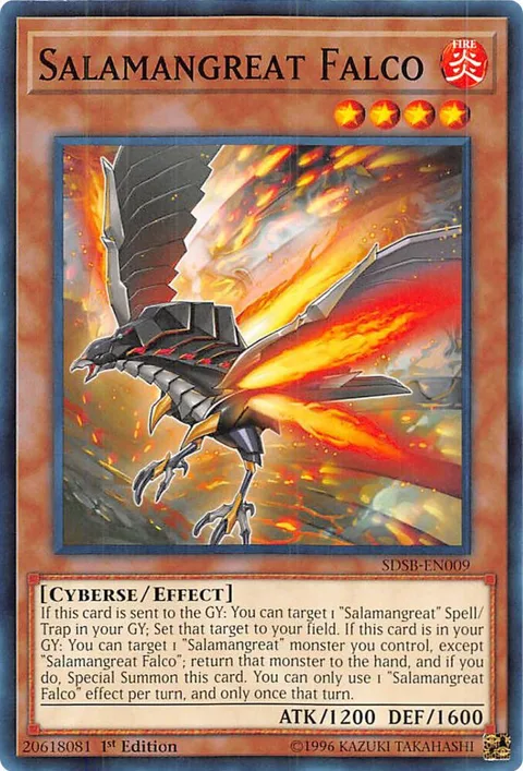 Salamangreat Falco SDSB-EN009 Yu-Gi-Oh card from Structure Deck: Soulburner