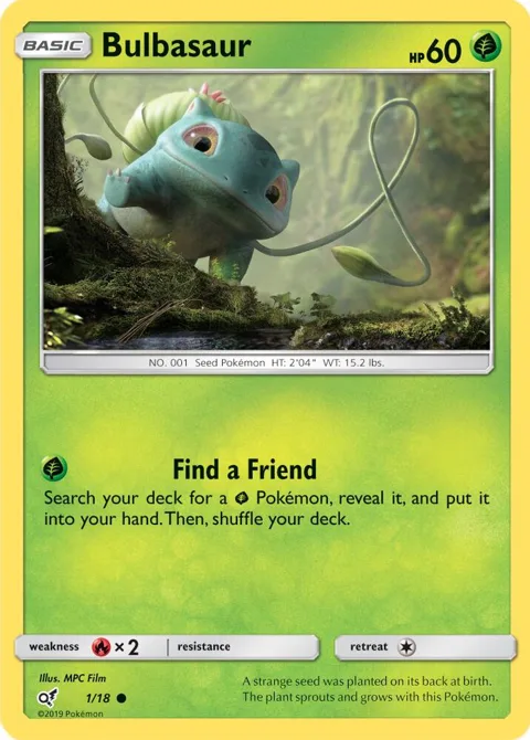 Bulbasaur Holo Common #1/18 Holofoil Pokémon card from Detective Pikachu