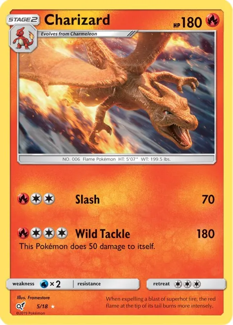 Charizard #5/18 Holofoil Pokémon card from Detective Pikachu