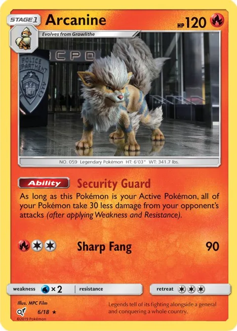 Arcanine #6/18 Holofoil Pokémon card from Detective Pikachu