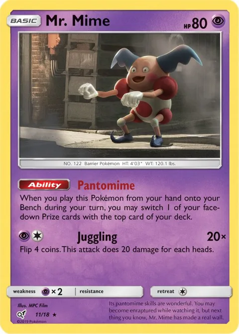 Mr. Mime #11/18 Holofoil Pokémon card from Detective Pikachu